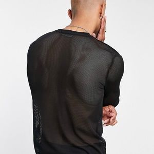 ASOS DESIGN long sleeve t-shirt in black mesh